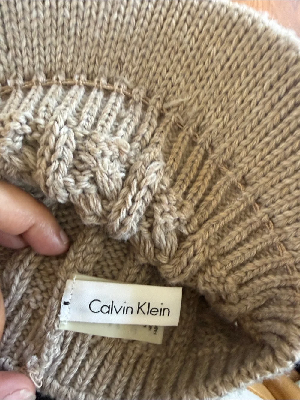 calvin klein Knit Cable Visor Beanie - Taupe